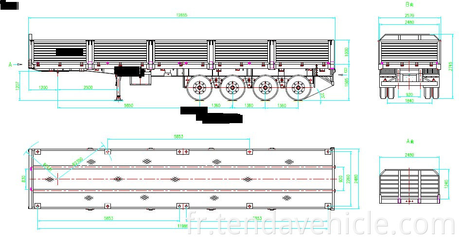 4 Axles Sidewall Semi Trailer